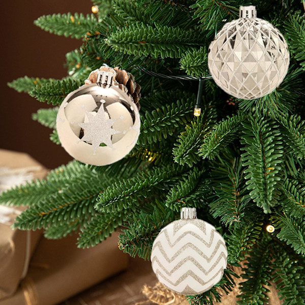 Julekuler Ornamenter til Juletreet, 16 stk. Knusefrie Juletrpynt, Hengekuler Multifarget Julekuler Ornamentsett Fo