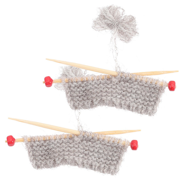 2 stk Simuleringsstrikket Genser Prop Miniatyrstrikket Genser Mini Hus Tilbehør Grå 6x2cm Grey 6x2cm