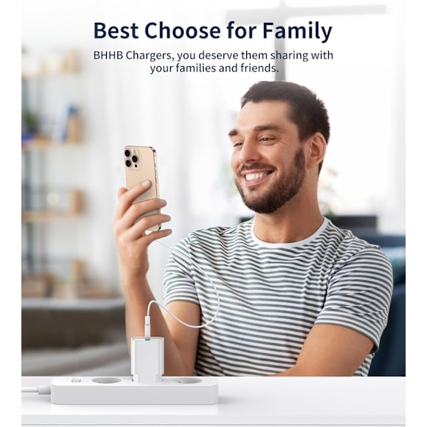 3-pack USB C-laddare för iPhone 16/15/14/13/12 Plus Pro Max Mini, AirPods iPad, Samsung Galaxy S24/23/22 iPhone USB C-laddare