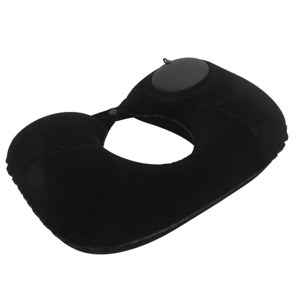 U-shaped pillow, inflatable, soft neck support, neck protection for car, office, airplane (black)