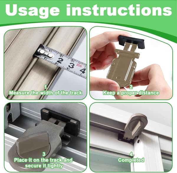 Parts Sliding Door Lock, Adjustable Stop Lock, Window Security Lock, Sliding Window Stop, (Brown)