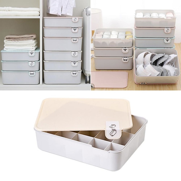 Förvaringslåda för hemkläder med Marker Square Underkläder Container Organizer för strumpor BH kalsonger ( Beige