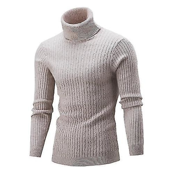 Herrar Turtle Neck Polo Tröja PulloverLBeige L Beige
