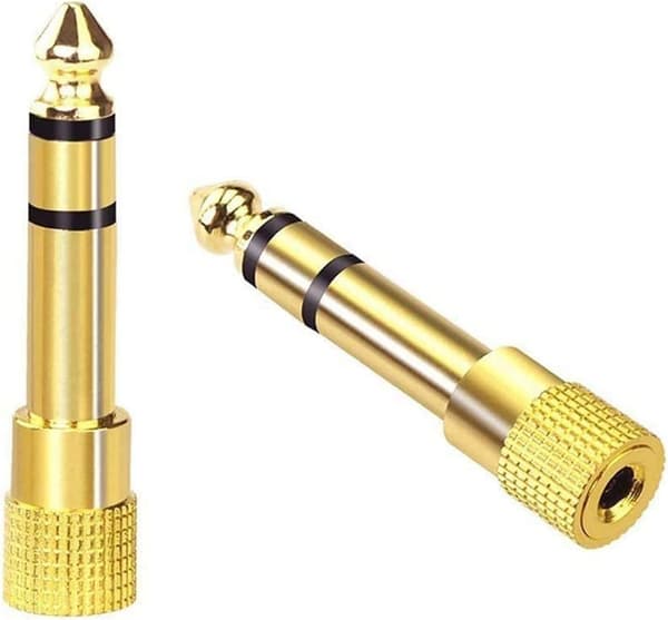 6,35 mm han til 3,5 mm hun stereo lydjack-adapter forgyldt 2-pak
