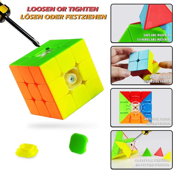 Speed Cube -setti 2x2 3x3 4x4 Pyramid Magic Cube, sileä, ilman tarroja
