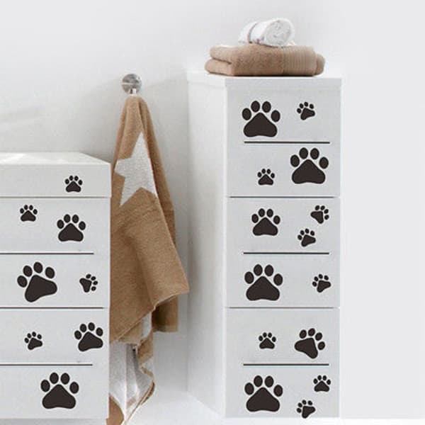 22 pcs/pack Dog Paw Print Vinyl Wall Decal Black