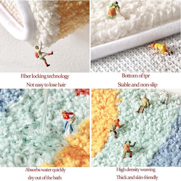 Cartoon Style Bathroom Mat, 50 x 80 cm, Super Absorbent Floor Mat, Quick-Drying Non-Slip Shower Mat