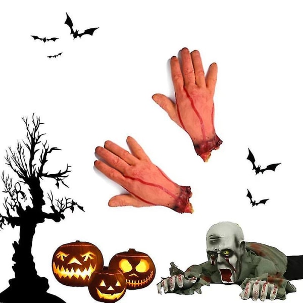 Verinen kauhu pelottava Halloween-rekvisiitta väärennetty irrotettu luonnollisen kokoinen käsivarsi käsi talo pelottava verinen