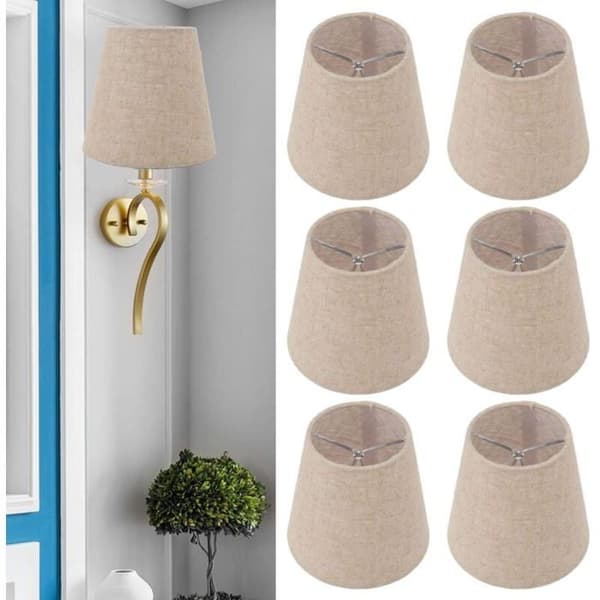 6-pack ODIPIE Hållbara Clip-On Lampskärmar i Linne för Bordslampor