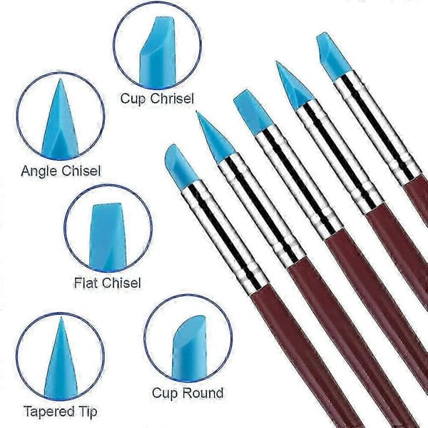 10x Silicone Rubber Clay Sculpting Tools - Silicone Rubber Brush and Modeling Ballpoint Tools for Ceramic Crafts