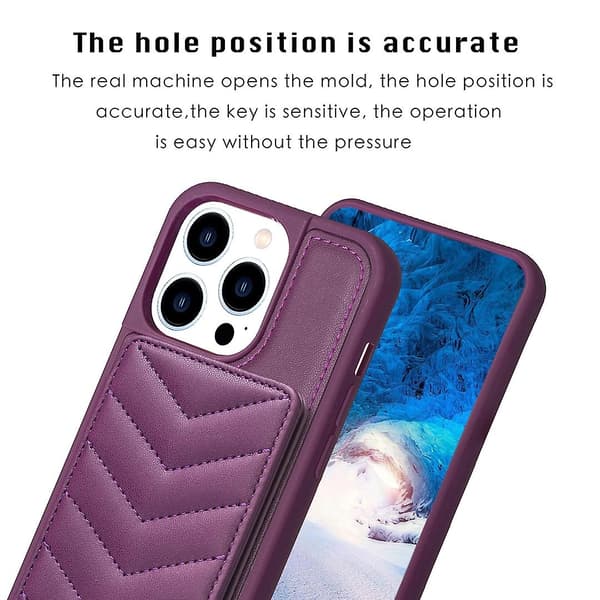 For iPhone 14 Pro Phone Case Wave Stitching Texture Stand Case TPU+PU Leather Phone Cover m