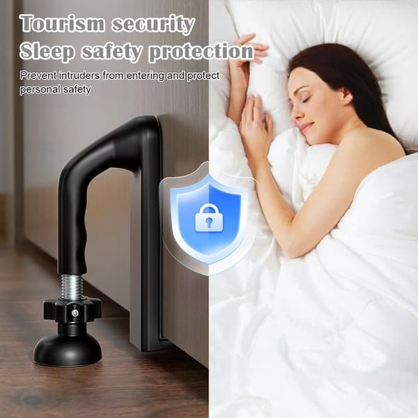 Portable Door Lock, Burglar-Proof, Portable Security Device, Burglar-Proof, Adjustable Double Protection, (Black) Security Device for