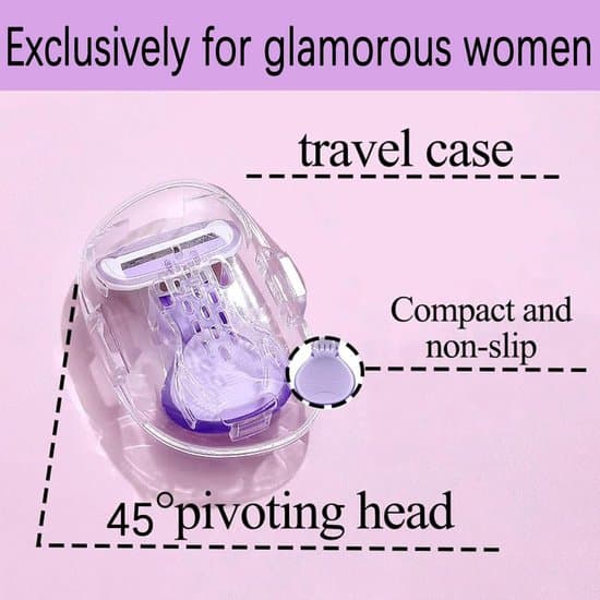 Shaving Set - 1 Mini Razor + 2 Replacement Blades - Includes Storage Case - Suitable for Sensitive Skin - Perfect for the Beach, Vacation, and Gym