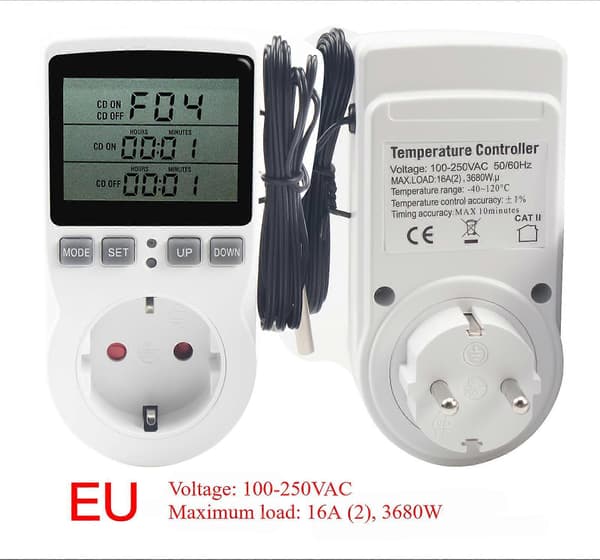 EU-kontakt digital timer med temperaturkontroll programmeringsuttag