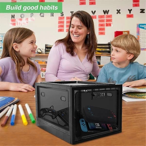 Medical Lock Box, Cell Phone Lock Box Lockable Storage Box, Refrigerator Food Lock Box Tablet Storage Cabinet, Black