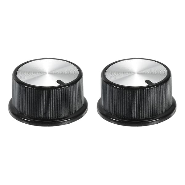 Potentiometerkontrollratt ABS-gitarr för 6 mm D-typ axel elektriska effektförstärkare stereos, ton 180 grader roterande svart silver 2 st