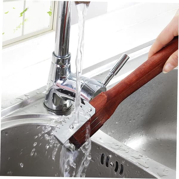 27 cm Fish Scale Brush with Stainless Steel Serrated Blades Fish Scale Tool Kitchen Fish Scale Scraper Wooden Handle