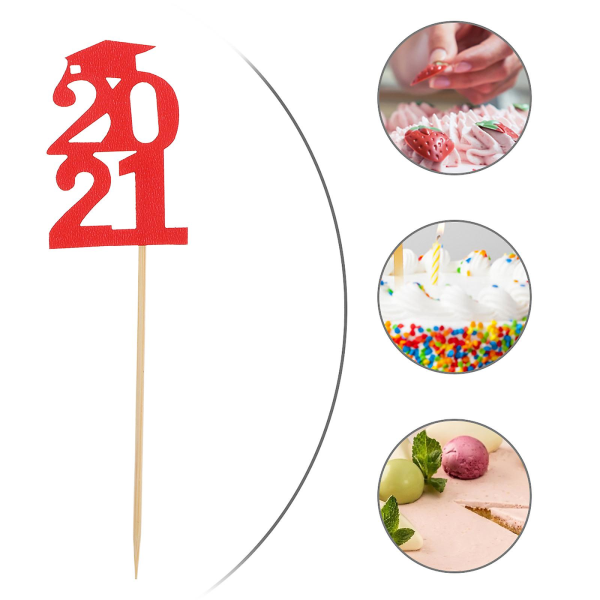 24 st Graduation Party Trencher Cake Toppers Papperskaktoppar Röd 5,2x3,2cm Red 5.2x3.2cm