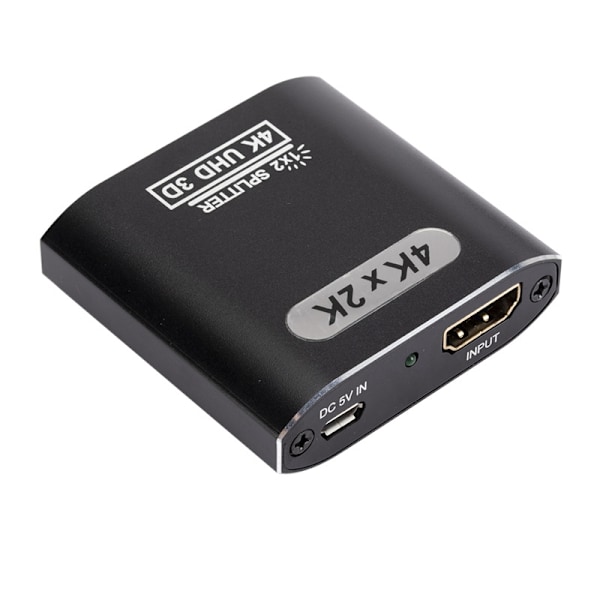 HDMI-splitter 1 inn 2 ut, 4K HDMI-splitter for doble skjermer Støtter 3D Full HD 1080P Aluminium HDMI-splitter Dobbeltskjerm HDMI-adapter