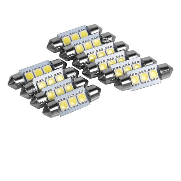 10 stk 36MM 12V 3 SMD 5050 LED Festoon Dome Bilinteriør Lyspærer Hvit