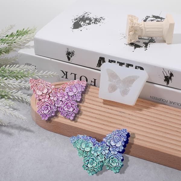 3D Blomst Sommerfugl Silikoneform, 2 Dele Blomst Sommerfugl Lysforme til Lysfremstilling Sommerfugl Chokoladeform DIY Epoxyharpiksforme til Sæbe