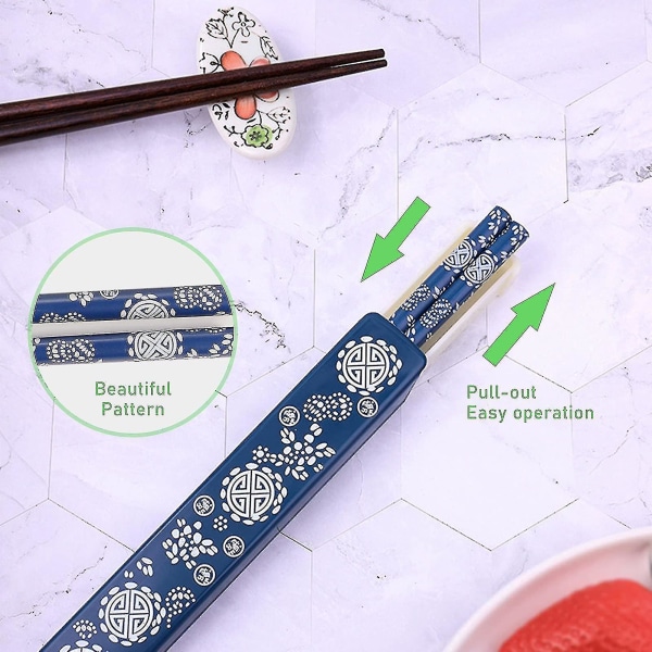 2 Par Chopsticks Bärbara Chopsticks Set Med Fodral Återanvändbara Naturliga Trä Chopsticks Japansk Stil Miljövänliga