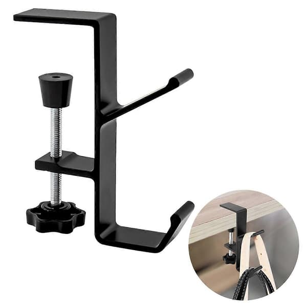 2 Pcs Desk Mounted Bag Holder Hook Clamp Mount Backpack Hanger Portable Desk Mounted Headphone Holder for T