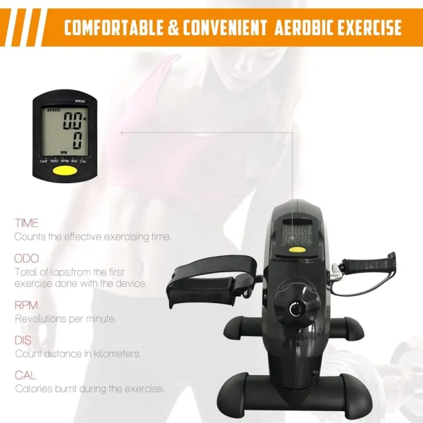Pedal-motionscykel Stationær under skrivebordet Mini-motionscykel - Pedal-motionist med LCD-skærm, fodpedal-motionist til seniorer, arm-/bentræning