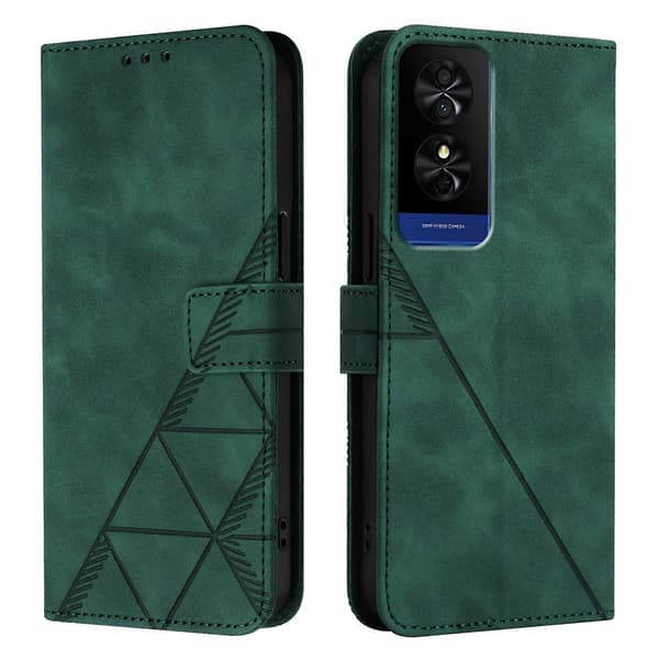 {hw} Crossbody 3D Embossed Flip Leather Phone Case Green