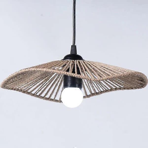 GETIT Hängande Lampskärm Pappersrep Rotting Boho Handvävd Korg Lampskärm Heminredning Interiör（BT）