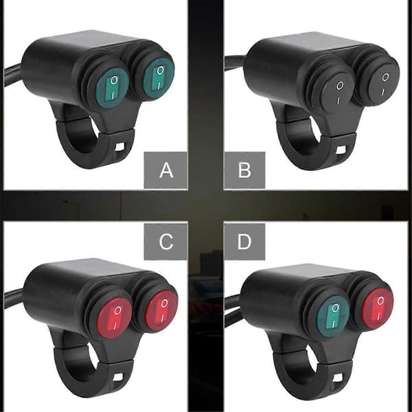 22mm Universal Motorcycle Handlebar Headlight Brake Fog Light Horn Double Control Button Switch A [DB] As Shown As Shown