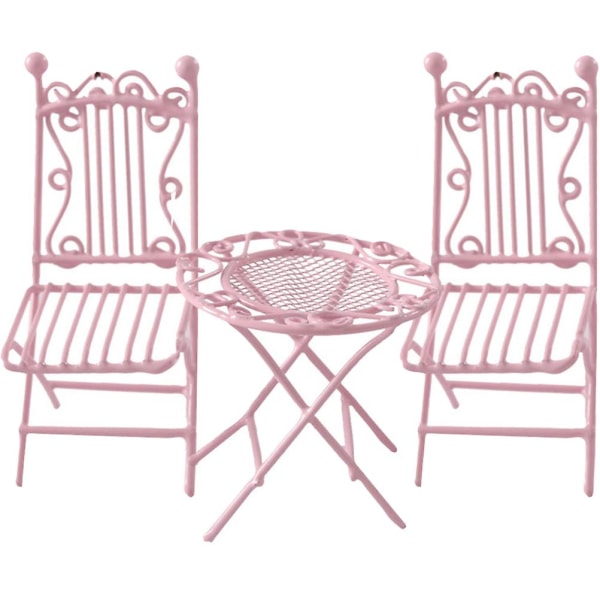 3st Miniatyr bord och stolar 1/12 set Tiny House Runt bord och stolar Rosa6x6x5,8cm Pink 6x6x5.8cm