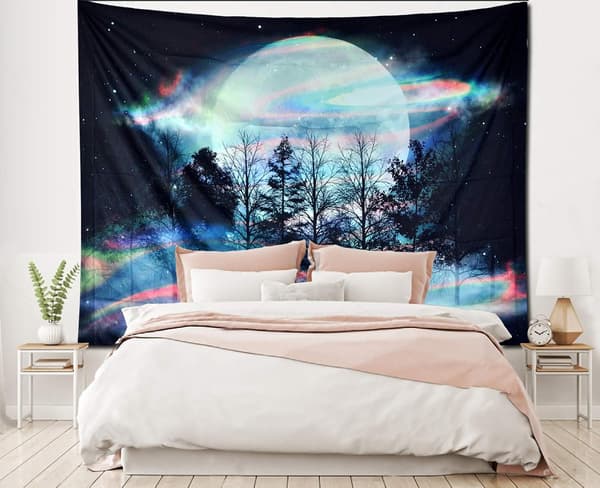 1 st Månen, 150CM*130CM Mandala Tapestry, Galaxy Tapestry, Måne
