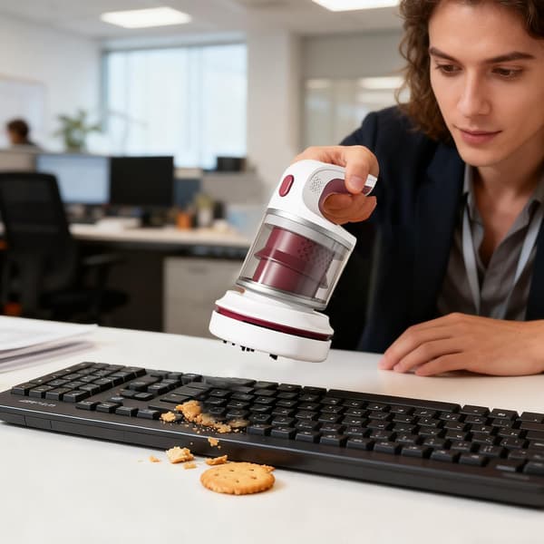 Cordless Desktop Vacuum Cleaner - USB-C Rechargeable Mini Keyboard & Crumb Vacuum for Office & Home, Compact Powerful Suction