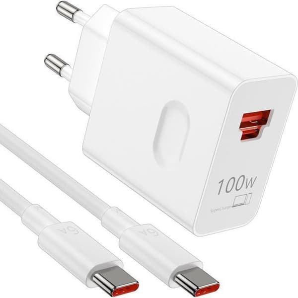 100W Supercharge hurtigoplader til Honor 200 Pro+/200 Lite, dobbeltport PD hurtigoplader med 6A 1m USB-C-kabel