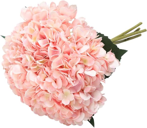 Rosa kunstig hortensiablomst 3 STK Enkle lange stilker