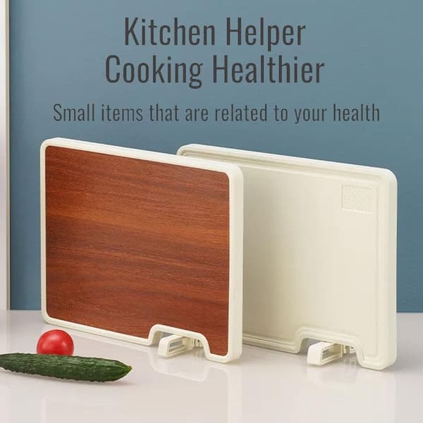 Double-sided cutting board with holder, kitchen board for fruit and vegetables, reversible board with sharpener, easy to clean