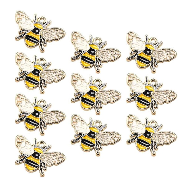 10 stk Lille Bi Halskæde Vedhæng Legering Charms Smykkefremstilling Tilbehør Til DIY Håndværk (gylden)Guld Golden 2.6*1.7*0.2cm