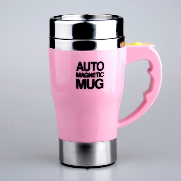 Sekoittava kahvikuppi ruostumattomasta teräksestä valmistettu automaattinen magneettinen sähköinen kahvimuki, pyörivä söpö sekoituskuppi pink 1pcs