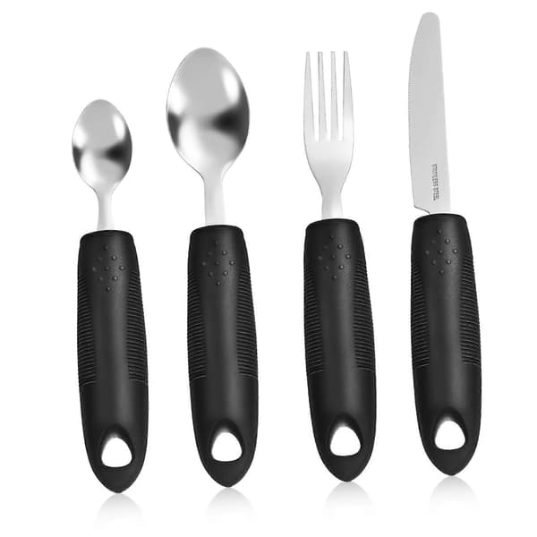 Custom Weighted Spoon and Fork Set for Tremors, Stroke Patients, Ergonomic Grip