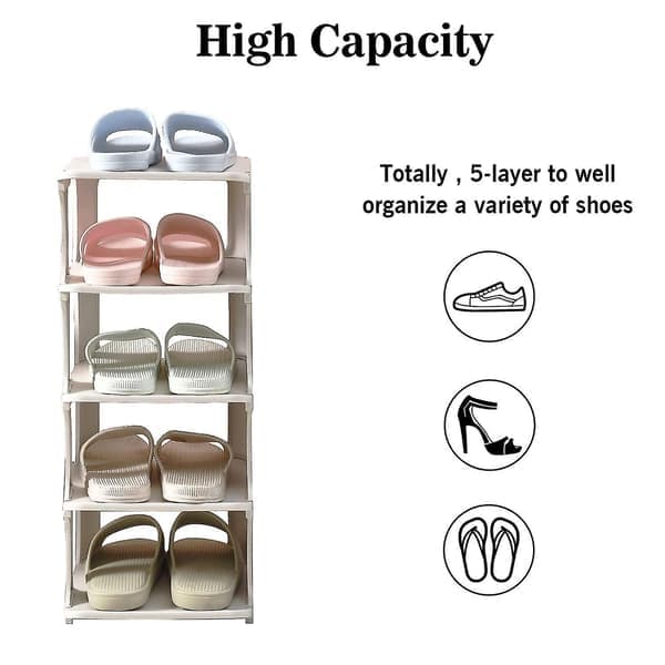 Narrow Shoe Rack 4-Tier Large Capacity Shoe Cabinet (White) [LGL]