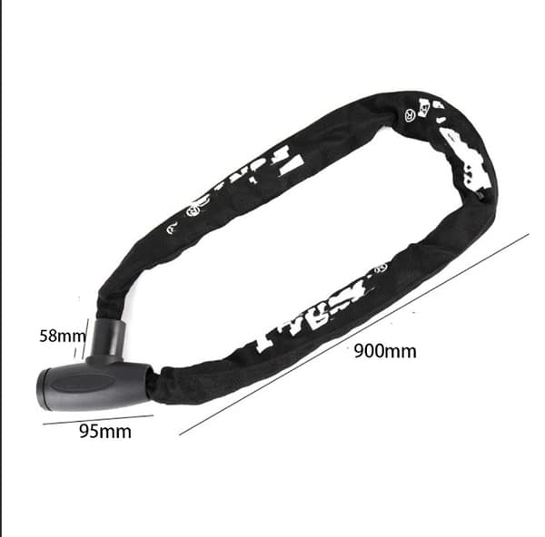 Lang hængelås - 90 cm lang & 6 mm tyk kæde - snapcykellås