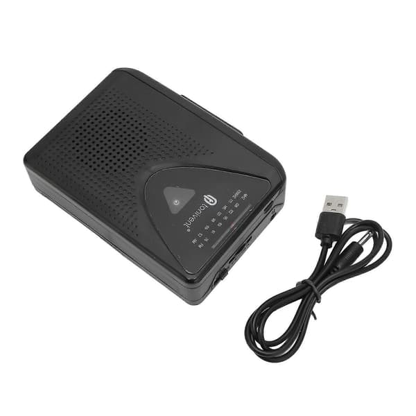 Cassette Player Retro Stereo 2 Charging Methods Portable Tape Player with Clear Speaker for Indoor Outdoor Black