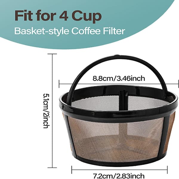 Genanvendeligt gyldent kaffekurvfilter - Robust metalsi til 4/6/8/12-kops kaffemaskiner, permanent filterudskiftning 1 pakke 1 pack