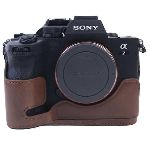 M1d PU Läder Kamera Bottenfodral Skyddande Halvkroppsskydd för e8G Sony A7M4 A1 A7S III A7S3 A7R5