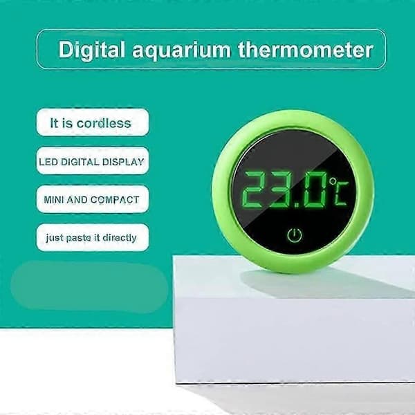 Digitalt akvarietermometer, LED-display Termometer Mini akvarium Nøyaktig temperatursensor Trådløst termometer for akvarier (Grønn)