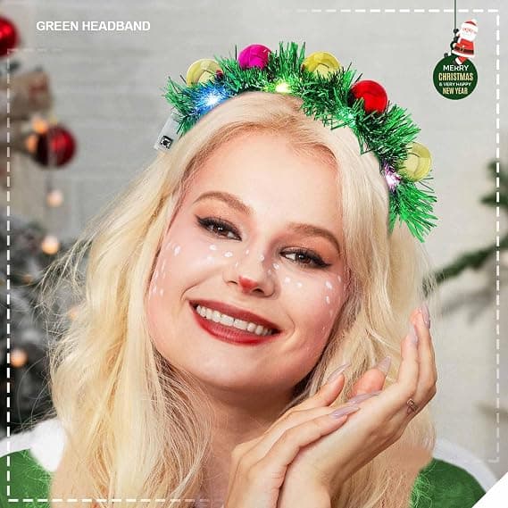 LED-hårbøyle juletrekule hodebånd lysende hodeplagg kostyme jul nyttår hårbånd ferie hodeplagg feriefest hårtilbehør
