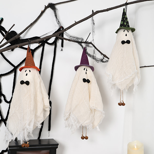 3 Pak Spooky Hængende Halloween Spøgelser med Heksehat Sød Spooky Spøgelses Hængende Spøgelses Halloween Dekorationer