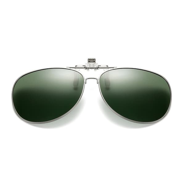 Vikbara Polariserade Aviator Clip-On Solglasögon Metall Grön