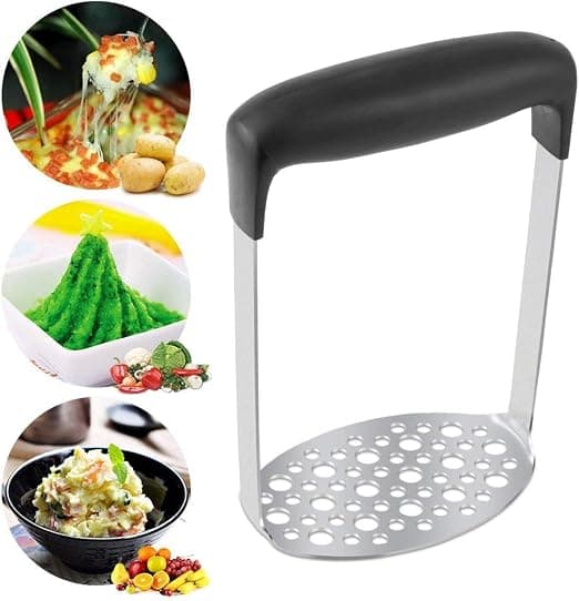 Potatispress i rostfritt stål (svart 11×7,5×17,5 cm), potatispress